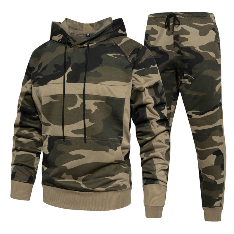 camouflage hooded sweatshirt pants set