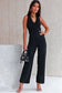 V Neck Crisscross Back Wide Leg Jumpsuit SPLAZE