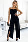 Spaghetti Straps Slit Leg Jumpsuit with Pockets SPLAZE